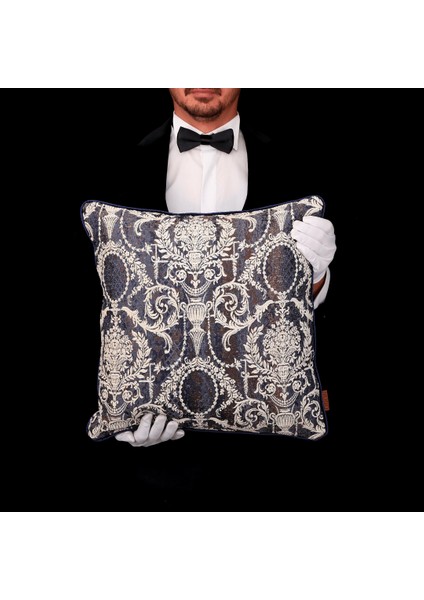 Vicente Vazo Luxury Viskon Şönil 50*50 Biyeli Kırlent Çok Renkli