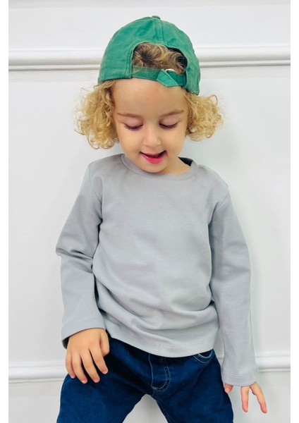 Erkek Çocuk Uzun Kollu Tişört Basic 1-4 Yaş, Açık Gri