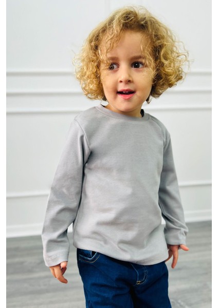 Erkek Çocuk Uzun Kollu Tişört Basic 1-4 Yaş, Açık Gri fiyatları