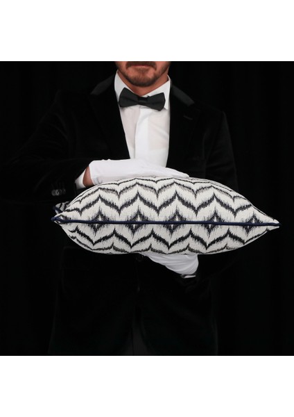 Vicente Zigzag Luxury Viskon Şönil 50*50 Biyeli Kırlent Çok Renkli
