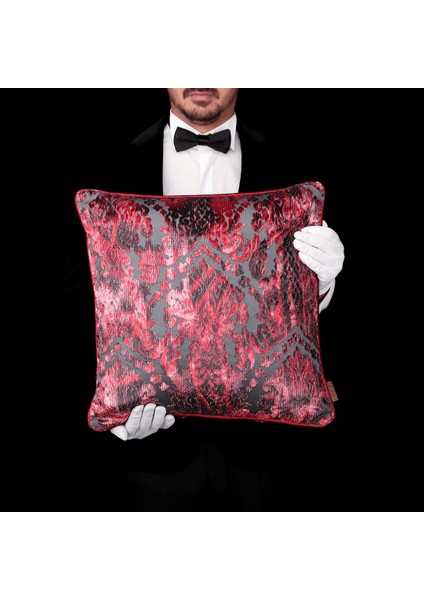 Celina Damask Renkli Kadife Kabartmalı 50*50 Biyeli Kırlent Çok Renkli fiyatları
