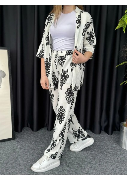 Kadın Mavi Damla Desenli Kimono Bürümcük Alt Üst Takım modelleri