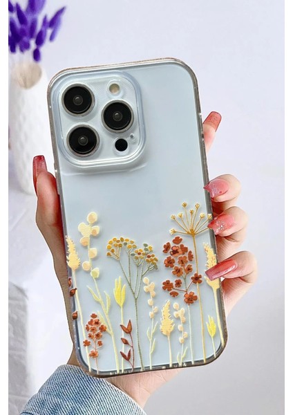 Apple iPhone 13 Pro Max Uyumlu Desenli Şeffaf Silikon Kılıf FLOWER10