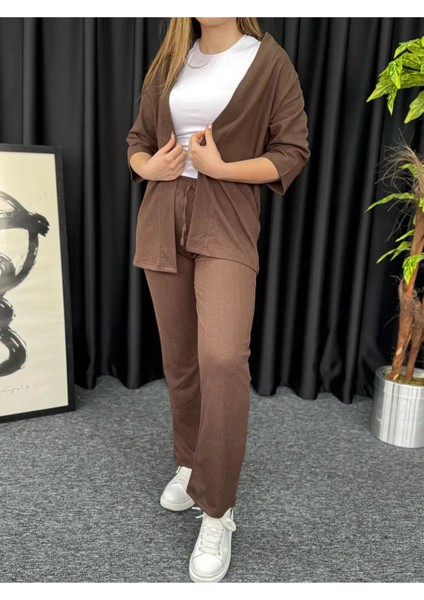 Kadın Kahverengi Kimono Bürümcük Alt Üst Takım fiyatları