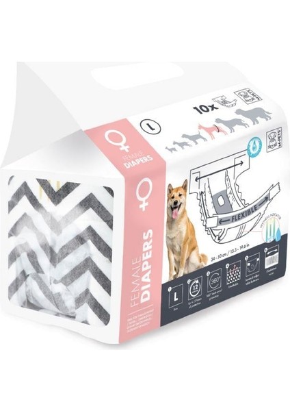 Diapers Dişi Köpekler İçin Külot (L) 10'lu