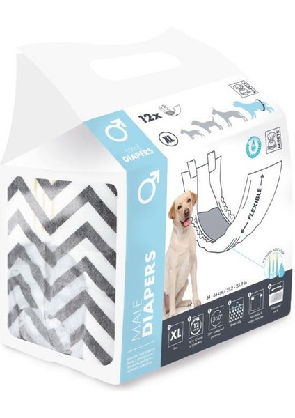 Diapers Erkek Köpekler İçin Külot (XL) 12'li