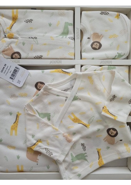 My Baby Kumsal % 100 Coton 10 Lu Hastane Çıkışı Yeni Sevimli Kaplan Desenli Ekru 10095