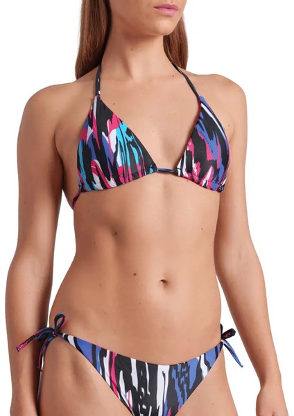 Water Print Kadın Çok Renkli Yüzücü Bikini 007085501