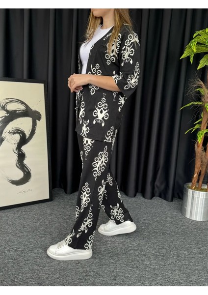 Kadın Mavi Damla Desenli Kimono Bürümcük Alt Üst Takım indirimleri