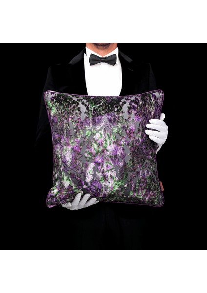 Celina Damask Renkli Kadife Kabartmalı 50*50 Biyeli Kırlent Çok Renkli fiyatları