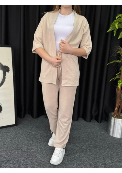 Kadın Bej Kimono Bürümcük Alt Üst Takım modelleri