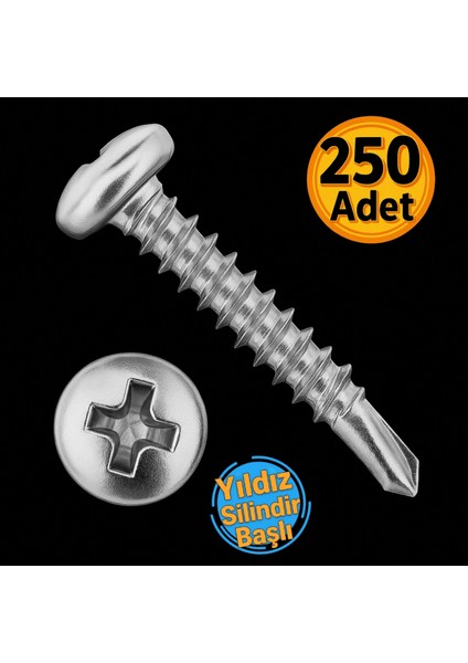 4.2X32 mm Ysb Yıldız Silindir Başlı Sac Vidası (250 Adet)