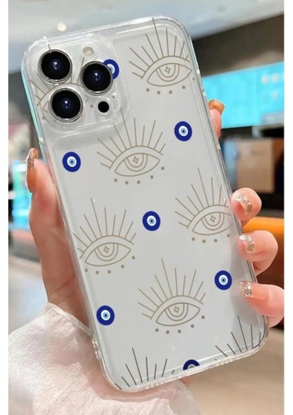 Apple iPhone 13 Pro Max Uyumlu Desenli Şeffaf Silikon Kılıf Nazar3