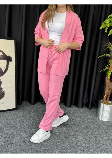 Kadın Pembe Kimono Bürümcük Alt Üst Takım