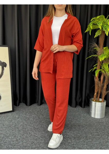 Kadın Kiremit Kimono Bürümcük Alt Üst Takım modelleri