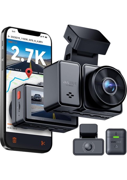E2 2.7k Dashcam, Ön & Arka, 5ghz Wifi, Gps, Uzaktan Kumanda, Gece Görüşü