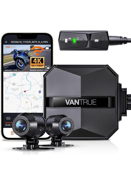 F1 Motosiklet Dashcam, 4K + 1080P, Gps, Wifi, Su Geçirmez, Gece Görüşü