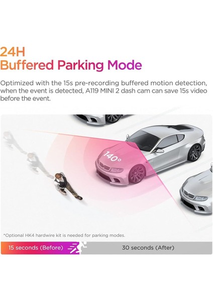 A119 Mini 2 Dash Cam, 2.7k 60FPS, Hdr, Gps, 5ghz Wi-Fi, Starvis 2 Gece Görüşü, 24 Saat Park Modu