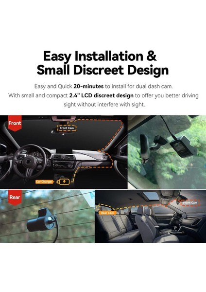 Z50 Dikiz Aynası Araba Kamerası, 4K Ön, 1080P Arka, Gece Görüşü, G-Sensörü, Wifi, Gps