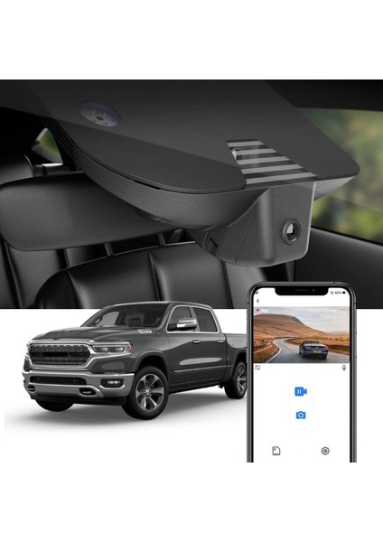 4K Araç Kamerası Ram 1500 (2019-2023) Uyumlu, Wifi & App Destekli, Gece Görüşlü