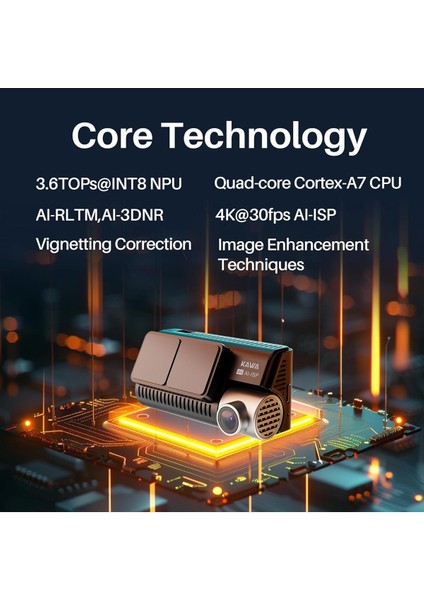 True 4K Dash Cam Ön ve Arka, 2160P, Aı-Ips Gece Görüşü, Gps, 24 Saat Park Modu