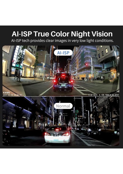 True 4K Dash Cam Ön ve Arka, 2160P, Aı-Ips Gece Görüşü, Gps, 24 Saat Park Modu