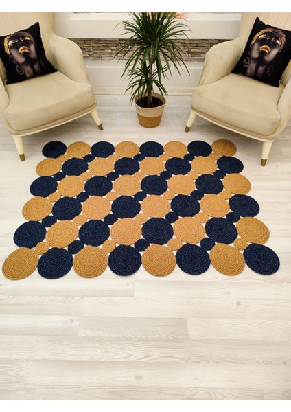 Jüt Hasır Görünümlü Desenli Modern El Örgüsü Dikdörtgen Halı Kilim fırsatları