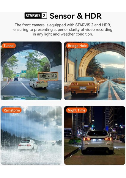 N2X 2.7k Dash Cam Ön ve Iç Kamera, 5g Wifi, Starvıs 2 Gece Görüşü, Gps, 24/7 Park Izleme