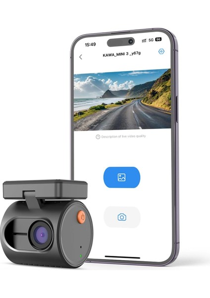 Tiny Dash Cam Mını 3 1296P Qhd, Sesli Kontrol, Süper Gece Görüşü, 24 Saat Park Izleme, G-Sensörlü