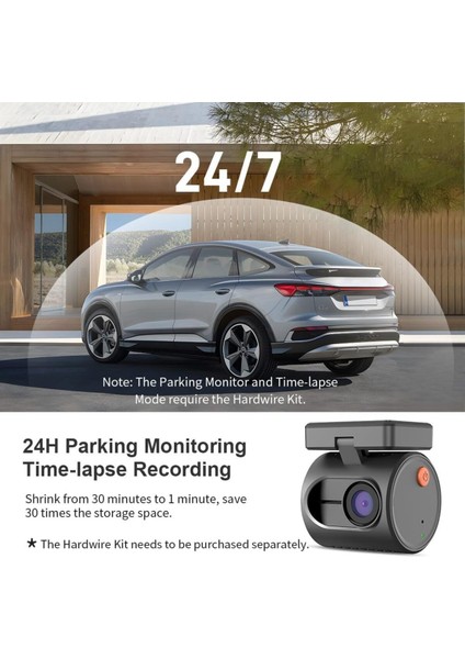 Tiny Dash Cam Mını 3 1296P Qhd, Sesli Kontrol, Süper Gece Görüşü, 24 Saat Park Izleme, G-Sensörlü