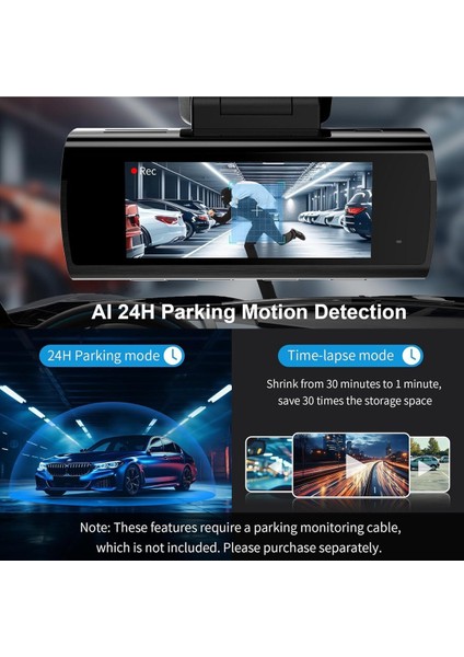 D10 4K Dash Cam Ön ve Arka Kamera, 2160P Wifi, Aı-Ips Gece Görüşü, Gps, G-Sensörlü, 64GB Sd Kartlı