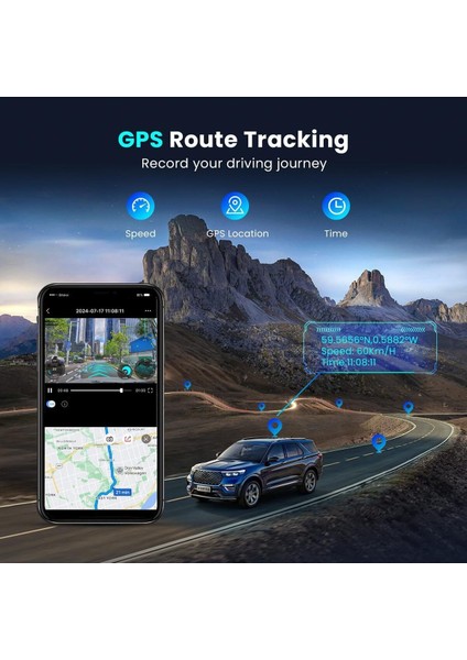 Z60 4K Dash Cam 2160P+1080P Ön ve Arka Kamera, 5ghz Wifi, Gece Görüşü, Gps ve Park Izleme