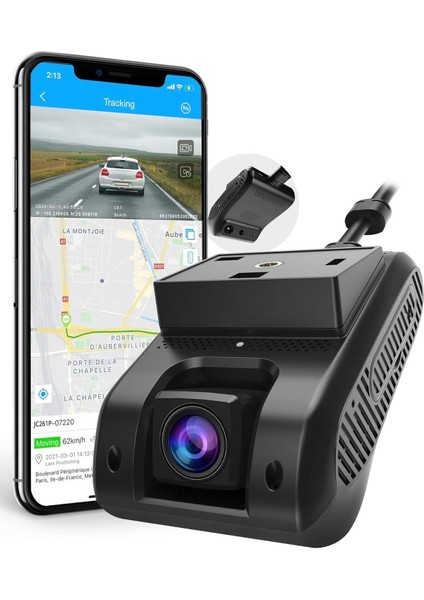 1080P Çift Kameralı Wifi & 4g Araç Kamerası, Adas Destekli, Gps, Gece Görüşü, G-Sensör, 24S Kayıt