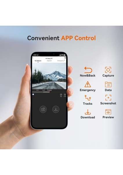 N1 Dual 1296P + 1080P Dash Cam Ön ve Arka Kamera, Wifi, Gece Görüşü, 24 Saat Park Izleme
