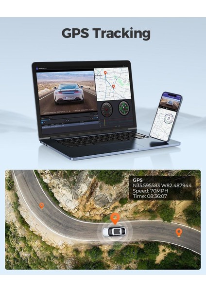M550 4K + 1080P Dashcam, 5ghz Wifi, Gps, 3.19 Inç IPS Ekran, Süper Gece Görüşü, Wdr