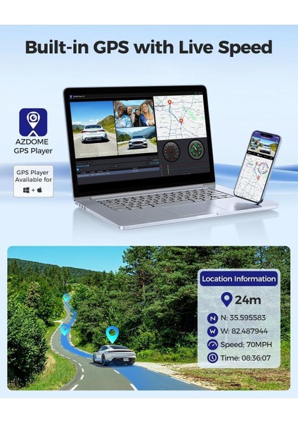 M550 4K + 1080P Dashcam, 5ghz Wifi, Gps, 3.19 Inç IPS Ekran, Süper Gece Görüşü, Wdr