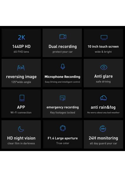 E3 Dikiz Aynası Kamerası, 2k Ön, 1080P Arka, Gece Görüşü, Park Izleme, G-Sensörü