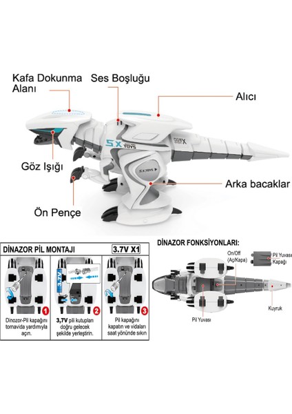 G17 Kumandalı Şarjlı Etkileşimli Robot Dinazor -Vardem Oyuncak