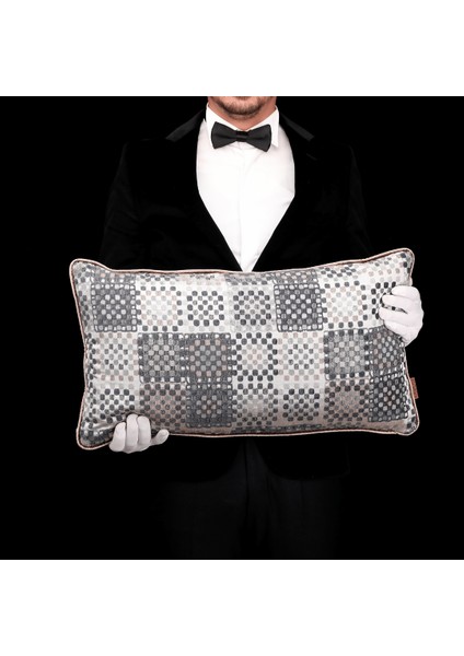 Vicente Benek Luxury Viskon Şönil 35*65 Biyeli Kırlent Çok Renkli
