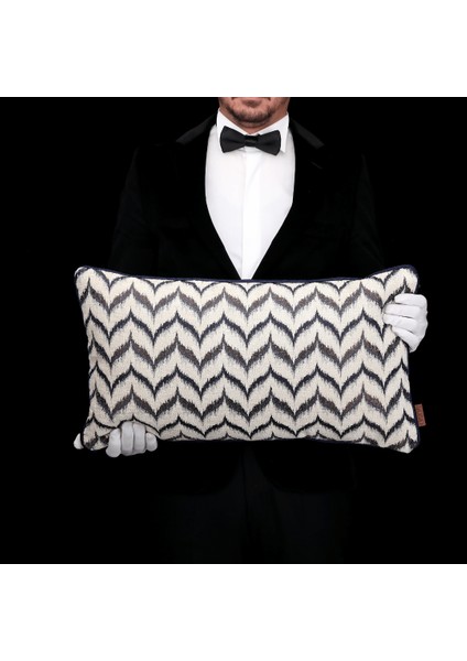 Vicente Zigzag Luxury Viskon Şönil 35*65 Biyeli Kırlent Çok Renkli