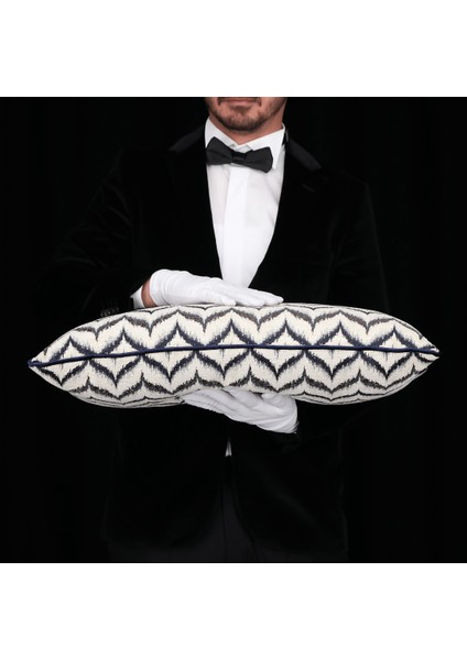 Vicente Zigzag Luxury Viskon Şönil 35*65 Biyeli Kırlent Çok Renkli