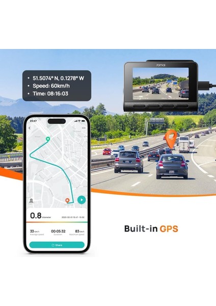 4K Dash Cam A810-2 Set, Sony Starvis 2 IMX678, Dual Hdr Ön ve Arka Kamera, Gps, Gece Görüşü modelleri