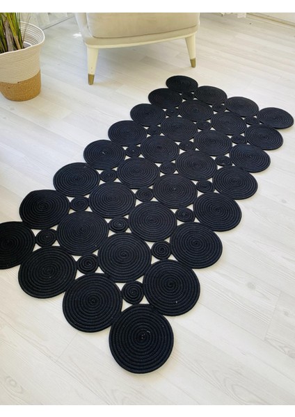 Jüt Hasır Görünümlü Desenli Modern El Örgüsü Dikdörtgen Halı Kilim