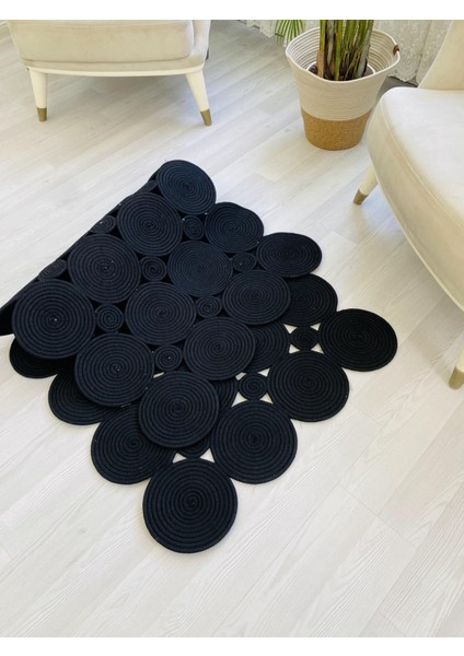 Jüt Hasır Görünümlü Desenli Modern El Örgüsü Dikdörtgen Halı Kilim