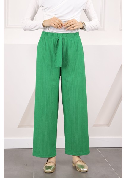 Yeşil Bürümcük Bol Paça Pantolon