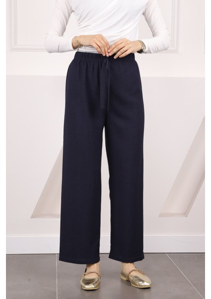 Lacivert Bürümcük Bol Paça Pantolon