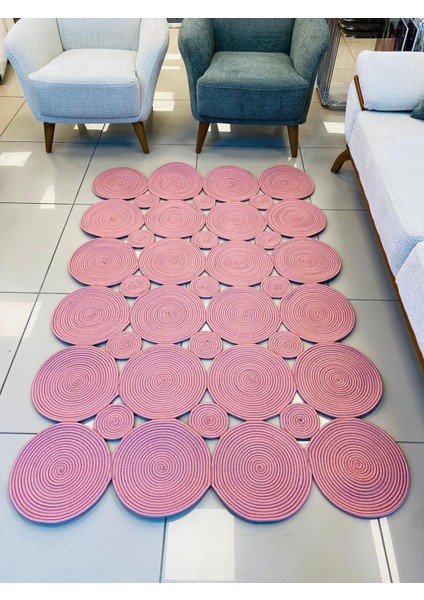 Jüt Hasır Görünümlü Desenli Modern El Örgüsü Dikdörtgen Halı Kilim