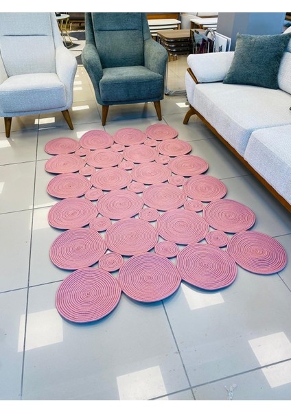 Jüt Hasır Görünümlü Desenli Modern El Örgüsü Dikdörtgen Halı Kilim