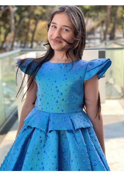 Kız Çocuk Bayramlık Doğum Günü Mezuniyet Abiye Mavi Elbise fırsatları