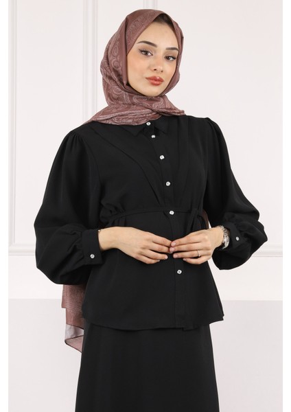 Bordo Bel Kuşaklı Gömlek Etekli Takım fırsatları